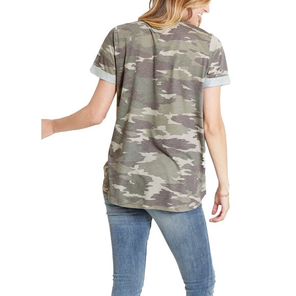 New Ingrid + Isabel Printed Mama Tee Green Camo Print Size XS - Picture 4 of 4